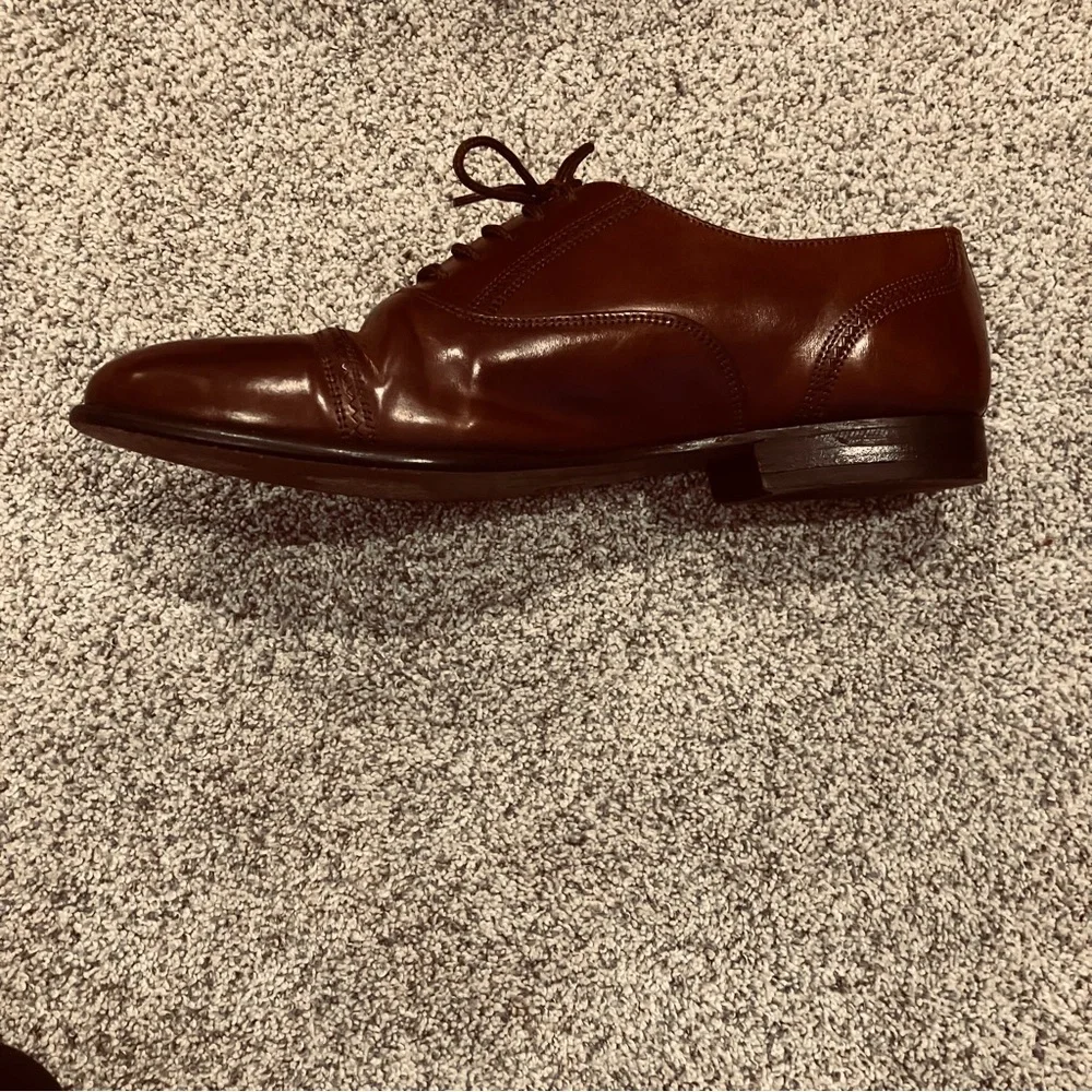 Giorgio Brutini Size US 9 D Brown Shoe Dress Oxford Leather Perforated Cap‎ Toe